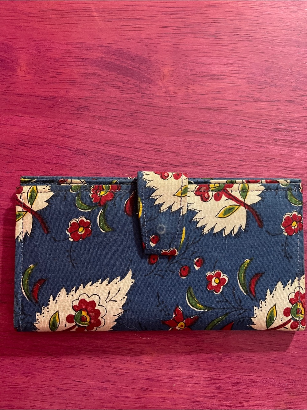Blue Floral Fabric Snap Wallet /Checkbook cover - New and unused!